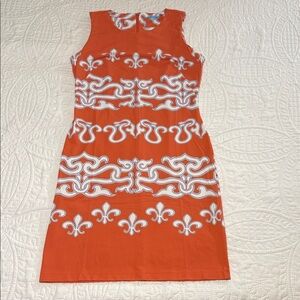 J. McLaughlin Orange Mini Dress with White Design